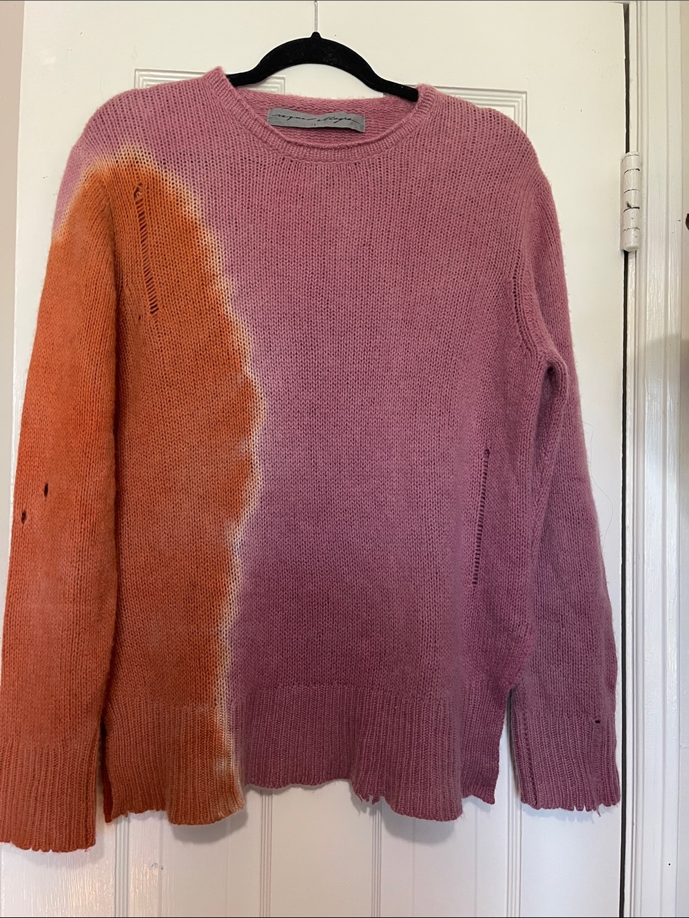 Raquel Allegra Women’s Pink & Orange Colorblock Crewneck Sweater